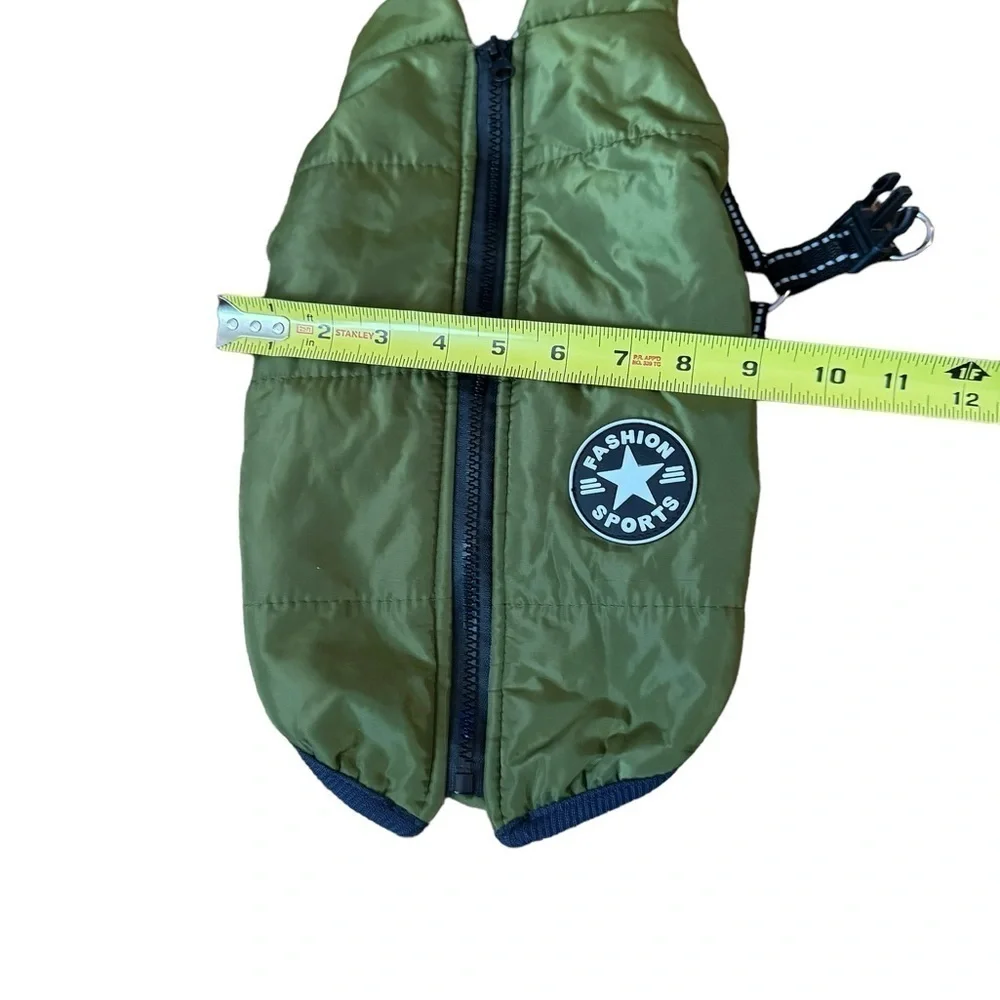 Dog Waterproof Vest Jacket Military Green Size Medium